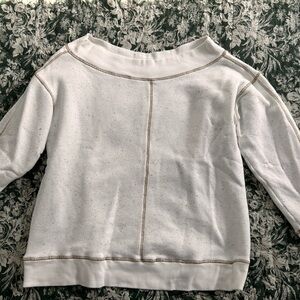 Pilcro White Crew Neck Sweater with Contrast Stitching